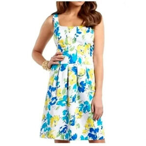 Chaps Mini Dress Multicolor Floral Square Neck Back Zip Sleeveless Size 2